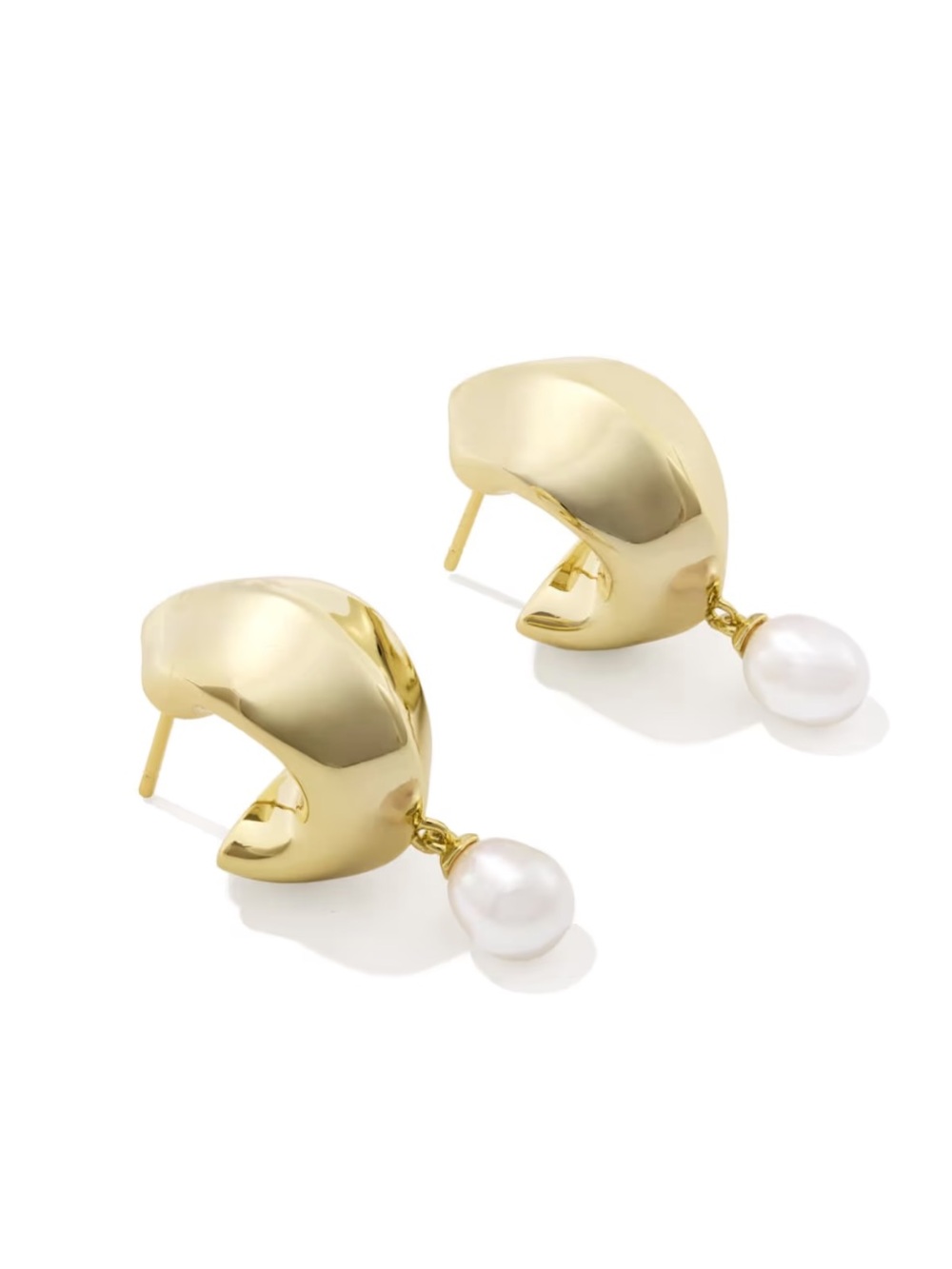 Kendra Scott Oakland Pearl Gold Huggie Earrings